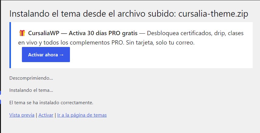 Tema instalado correctamente